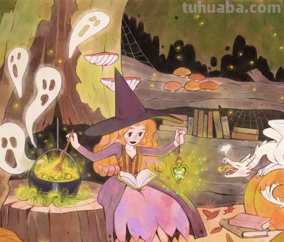 一组温柔的水彩质感和童话感插画 - 图画吧TUHUABA