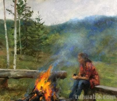 风景写生，杰弗里·拉尔森油画作品 - 图画吧TUHUABA