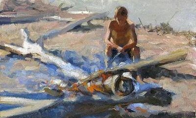 风景写生，杰弗里·拉尔森油画作品 - 图画吧TUHUABA