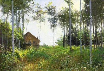 风景写生，杰弗里·拉尔森油画作品 - 图画吧TUHUABA