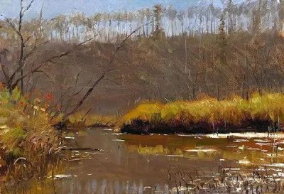 风景写生，杰弗里·拉尔森油画作品 - 图画吧TUHUABA