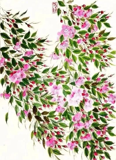 老树画画：春风入怀，有花初开 - 图画吧TUHUABA