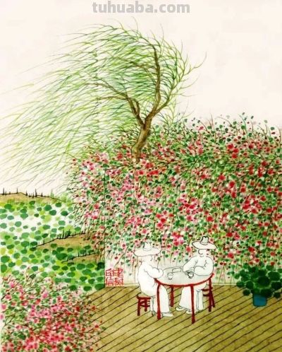 老树画画：春风入怀，有花初开 - 图画吧TUHUABA