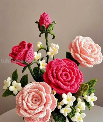 毛线钩织花卉 钩针下的绮梦，手工编织花的艺术秀! - 图画吧TUHUABA