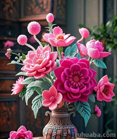 毛线钩织花卉 钩针下的绮梦，手工编织花的艺术秀! - 图画吧TUHUABA