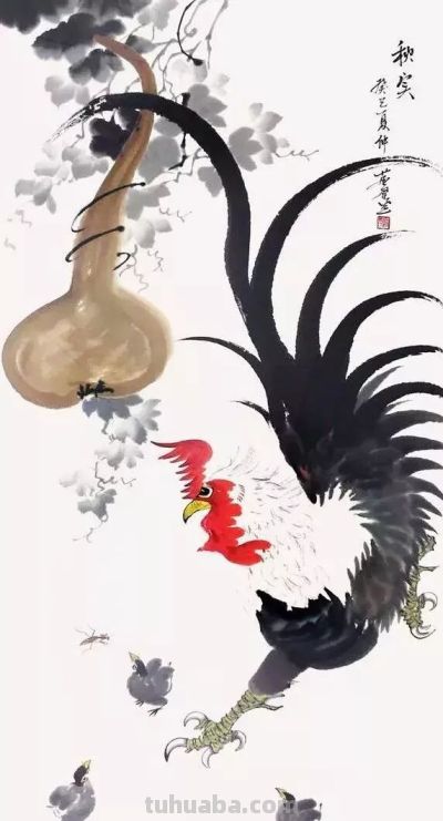 这位画鸡，笔丰墨润、意趣横生！ - 图画吧TUHUABA