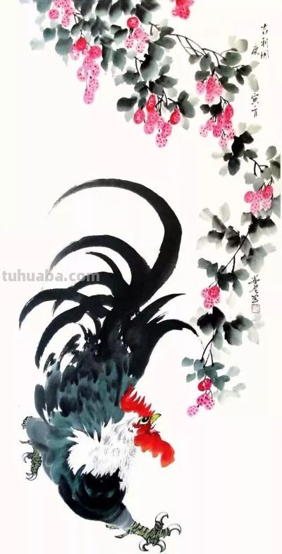这位画鸡，笔丰墨润、意趣横生！ - 图画吧TUHUABA
