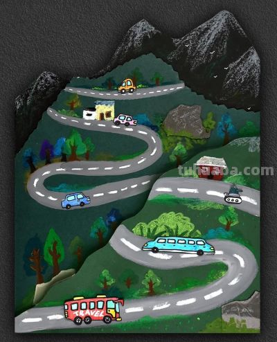 儿童画教程｜山路十八弯 - 图画吧TUHUABA