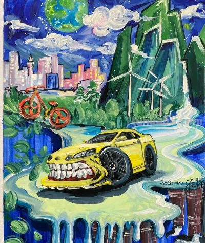 49种绿色出行 低碳生活，创意满满的儿童画+手抄报，值得你收藏！ - 图画吧TUHUABA