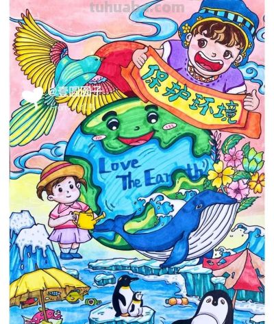 49种绿色出行 低碳生活，创意满满的儿童画+手抄报，值得你收藏！ - 图画吧TUHUABA