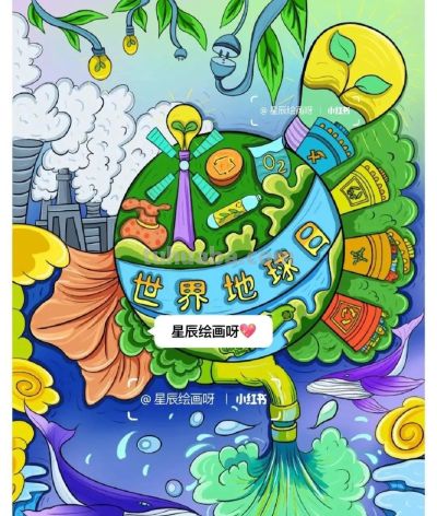 49种绿色出行 低碳生活，创意满满的儿童画+手抄报，值得你收藏！ - 图画吧TUHUABA