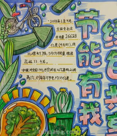 49种绿色出行 低碳生活，创意满满的儿童画+手抄报，值得你收藏！ - 图画吧TUHUABA