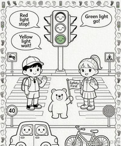 全国中小学生安全教育日福利：萌系交通安全手抄报，打印即涂色 - 今日头条