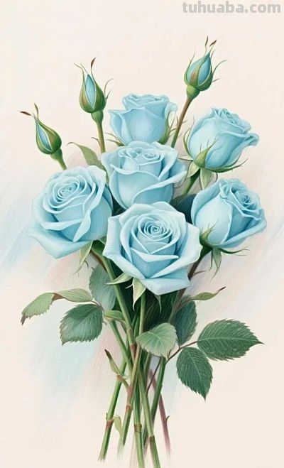 彩铅画，多彩玫瑰花 - 图画吧TUHUABA