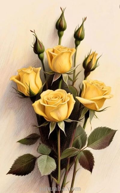 彩铅画，多彩玫瑰花 - 图画吧TUHUABA