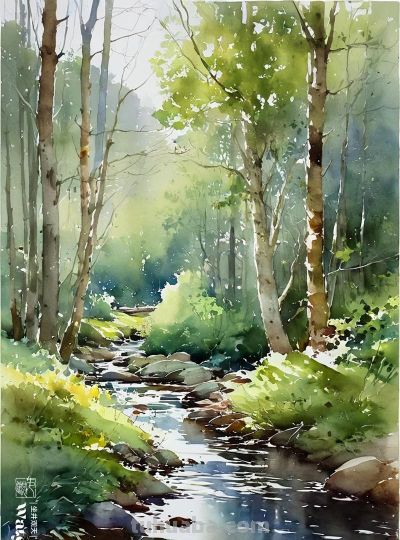 水彩《美丽的自然风景》 - 图画吧TUHUABA