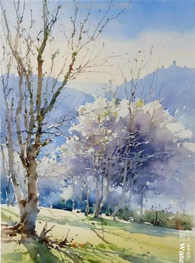 水彩《美丽的自然风景》 - 图画吧TUHUABA