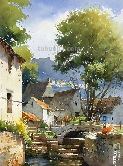 水彩《美丽的自然风景》 - 图画吧TUHUABA