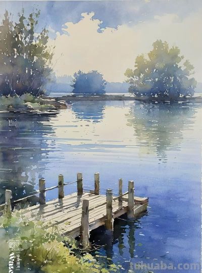 水彩《美丽的自然风景》 - 图画吧TUHUABA