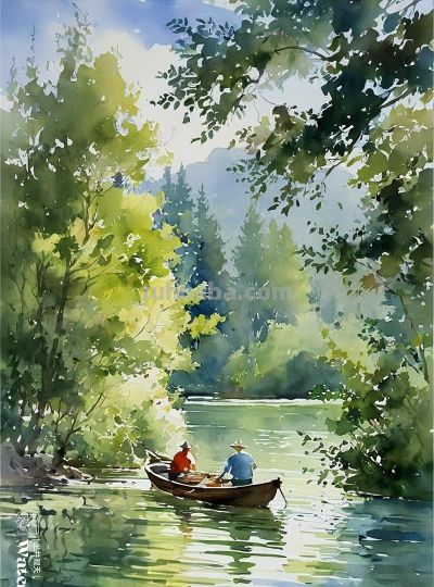 水彩《美丽的自然风景》 - 图画吧TUHUABA