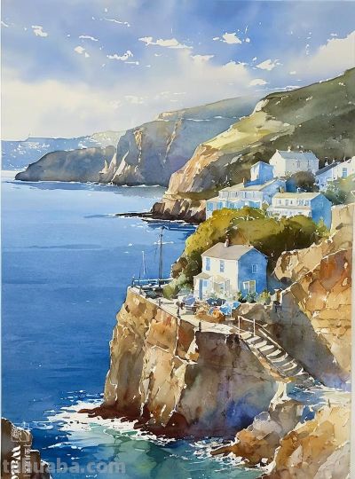 水彩《美丽的自然风景》 - 图画吧TUHUABA