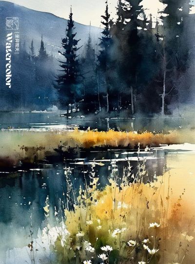 水彩风景《光影》 - 图画吧TUHUABA