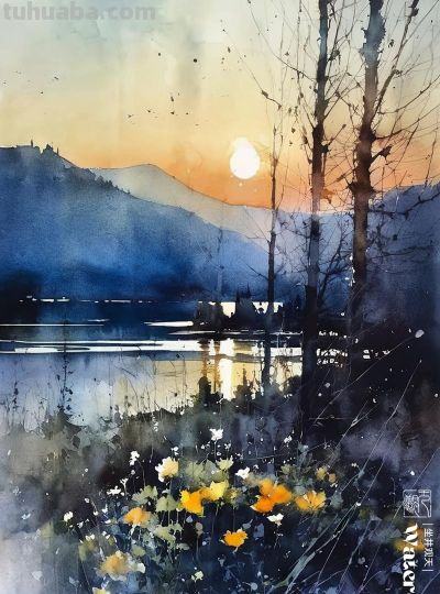 水彩风景《光影》 - 图画吧TUHUABA