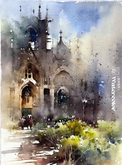 水彩风景《光影》 - 图画吧TUHUABA