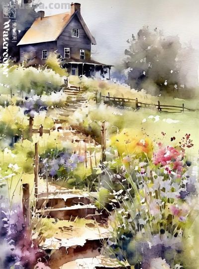 水彩风景《光影》 - 图画吧TUHUABA