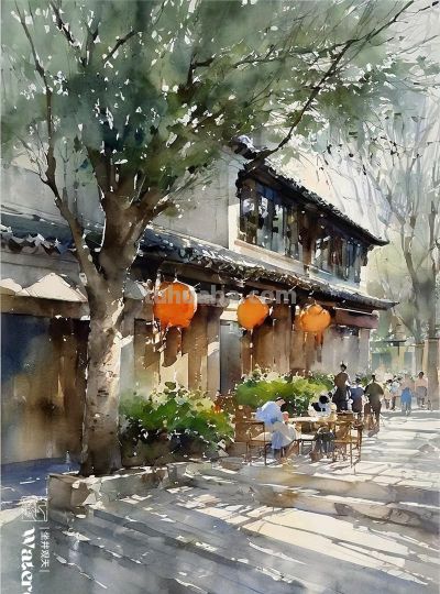 水彩《姑苏景色》 - 图画吧TUHUABA