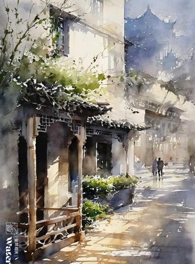水彩《姑苏景色》 - 图画吧TUHUABA