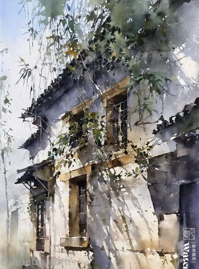 水彩《姑苏景色》 - 图画吧TUHUABA
