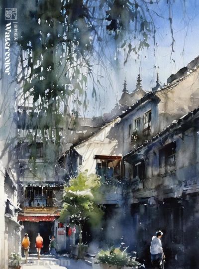 水彩《姑苏景色》 - 图画吧TUHUABA