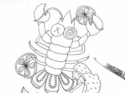 儿童画教程｜学会色彩搭配，水彩笔画一盘美味的大龙虾 - 图画吧TUHUABA