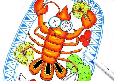 儿童画教程｜学会色彩搭配，水彩笔画一盘美味的大龙虾 - 图画吧TUHUABA