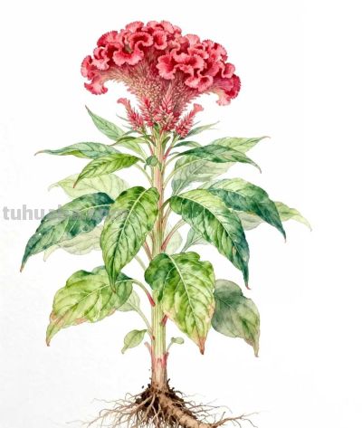 水彩画｜鸡冠花 - 图画吧TUHUABA