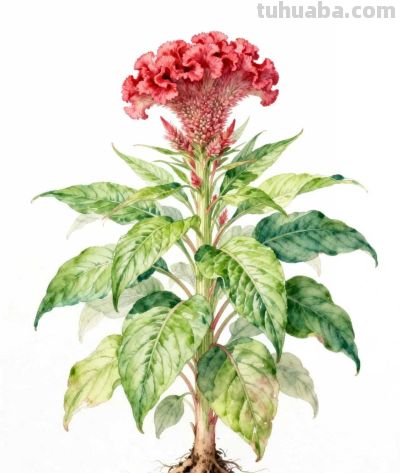 水彩画｜鸡冠花 - 图画吧TUHUABA