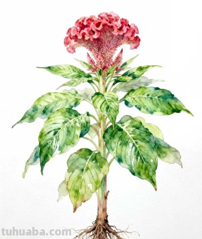 水彩画｜鸡冠花 - 图画吧TUHUABA