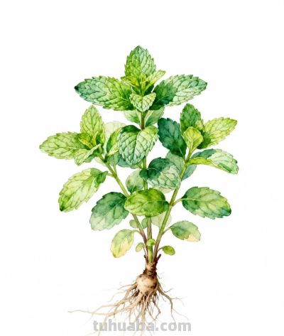 水彩画｜薄荷 - 图画吧TUHUABA