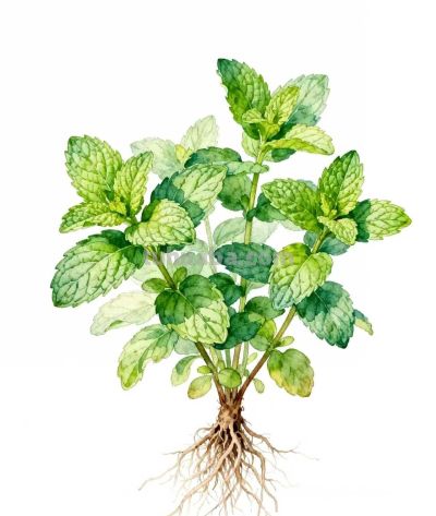 水彩画｜薄荷 - 图画吧TUHUABA
