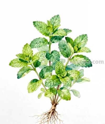 水彩画｜薄荷 - 图画吧TUHUABA