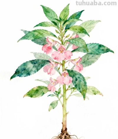 水彩画｜凤仙花 - 图画吧TUHUABA