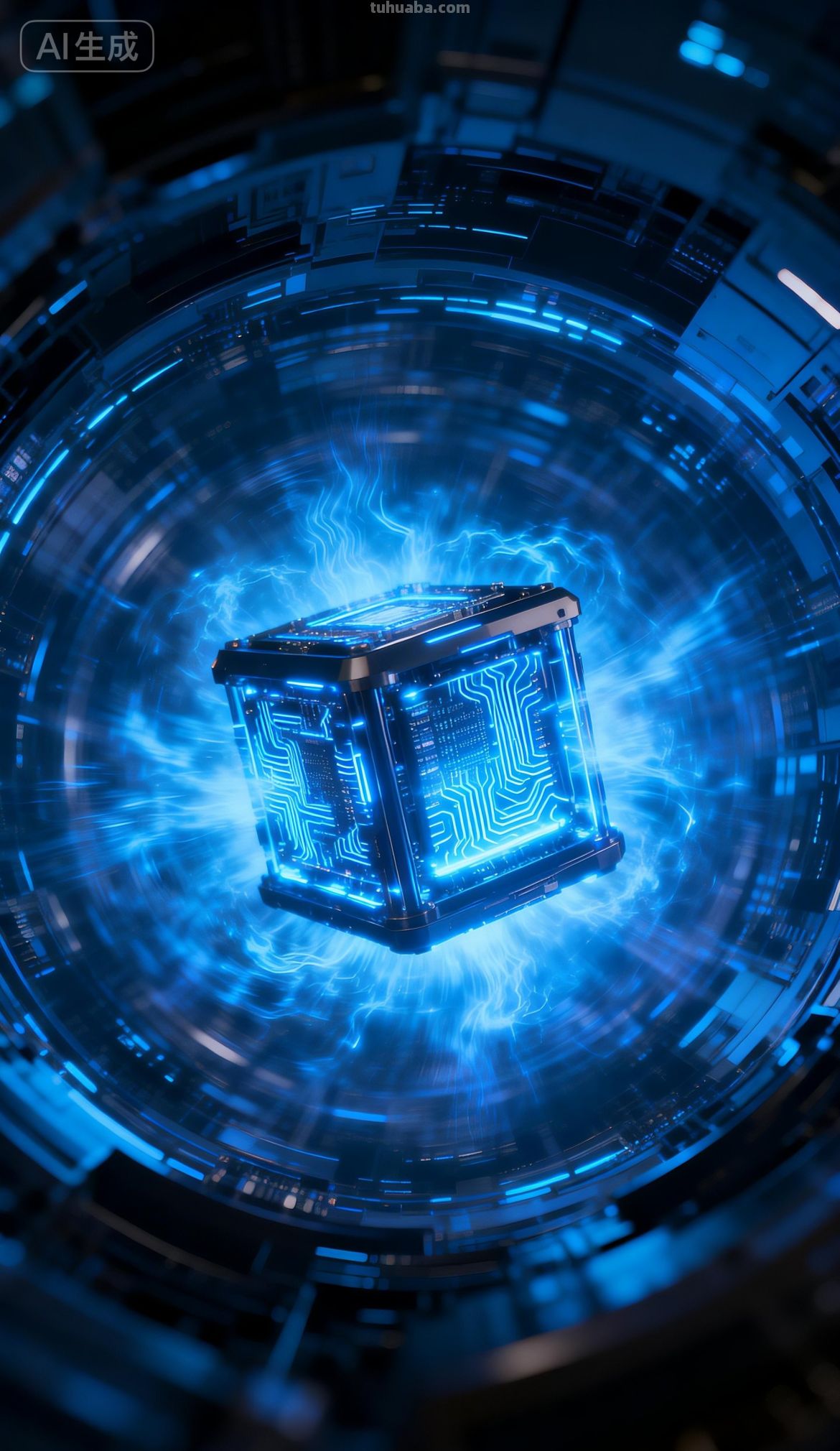 高清手机壁纸｜蓝光流转处，当科技遇见生活的美好 - 图画吧TUHUABA