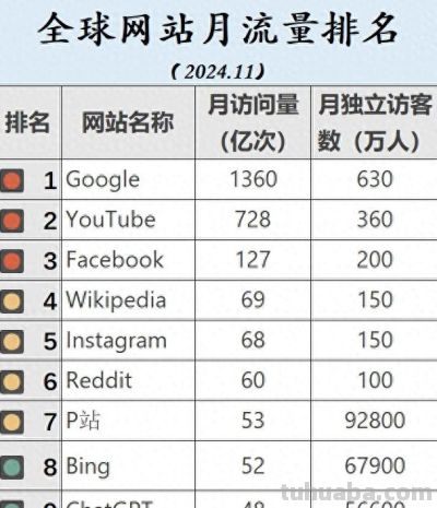 全网流量排名：P站第七，X站十五，TikTok二十，第一无悬念 - 图画吧TUHUABA