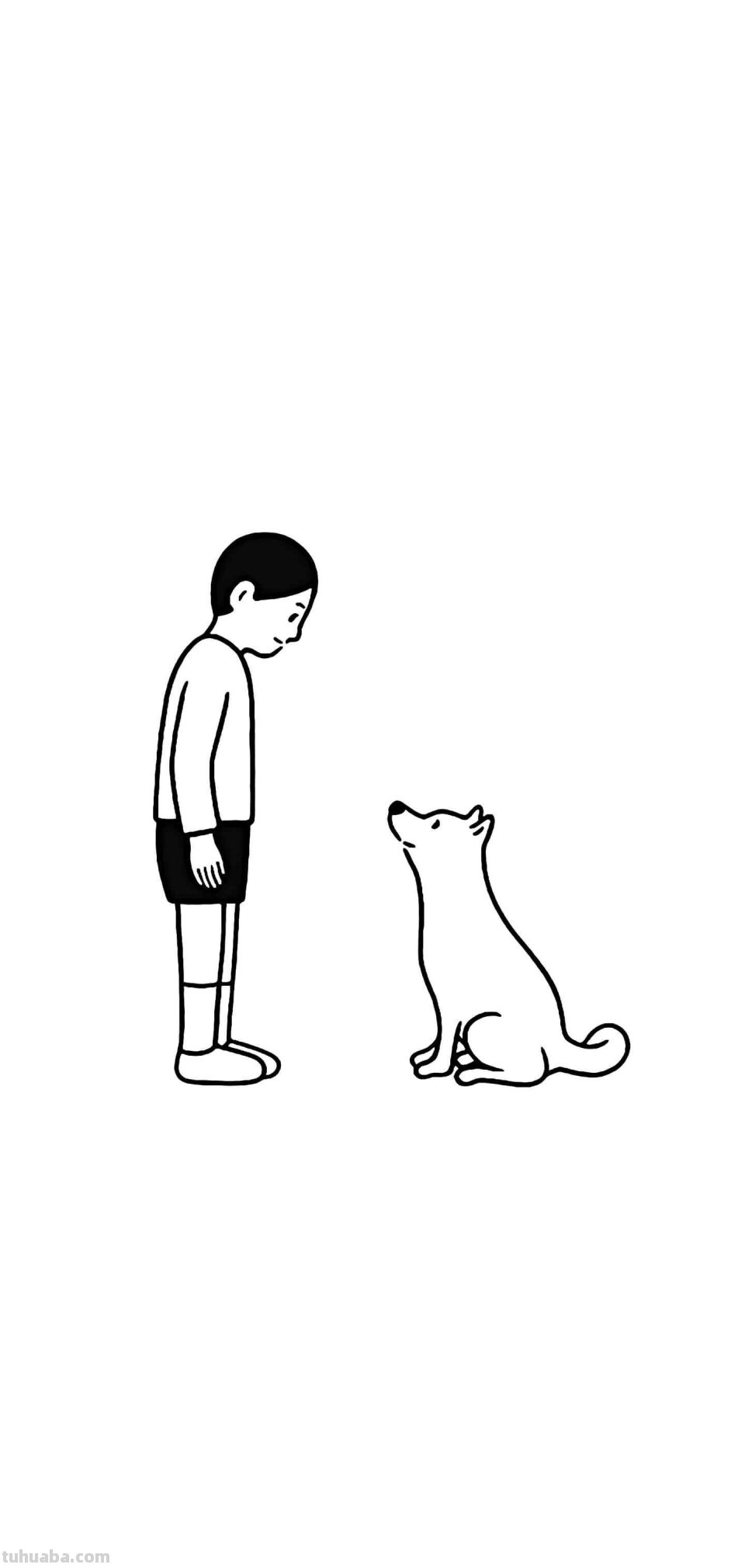 壁纸集：一组很有意思的简笔画风格白底壁纸 - 图画吧TUHUABA