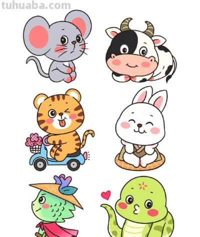 简笔画：十二生肖卡通版！ - 图画吧TUHUABA