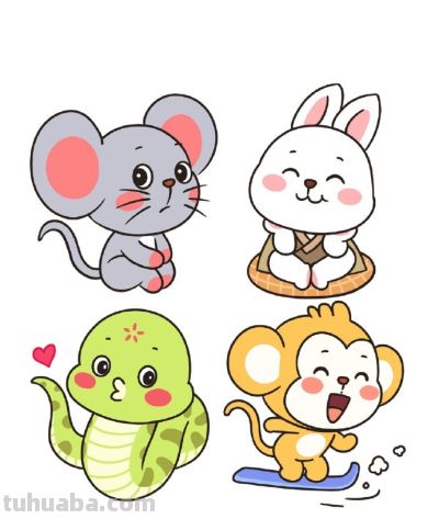 简笔画：十二生肖卡通版！ - 图画吧TUHUABA