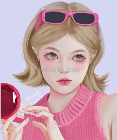 不同造型的少女插画，手绘里的人物好有故事感，每幅都想当头像 - 图画吧TUHUABA