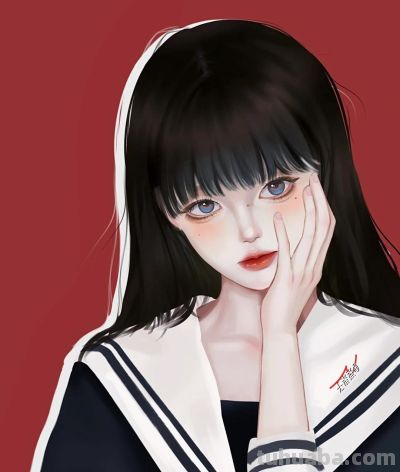 不同造型的少女插画，手绘里的人物好有故事感，每幅都想当头像 - 图画吧TUHUABA