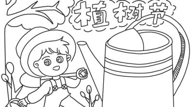 植树节手抄报线稿模板绘画模板 - 图画吧TUHUABA